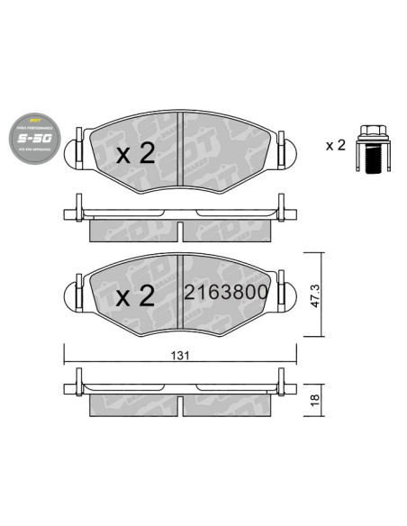 FRONT HIGH PERFORMANCE BRAKEPADS S50 PEUGEOT 206 306