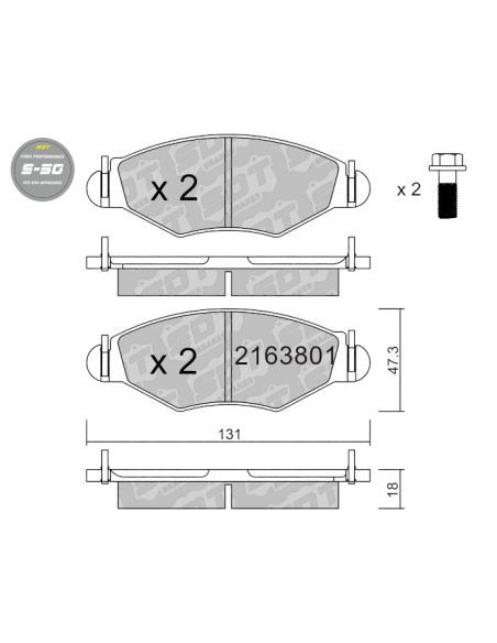 FRONT HIGH PERFORMANCE BRAKEPADS S50 PEUGEOT 206 206+