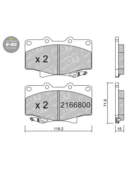 FRONT HIGH PERFORMANCE BRAKEPADS S50 TOYOTA LAND CRUISER J8 FJ80 HDJ80 FZJ80 OFF-ROAD