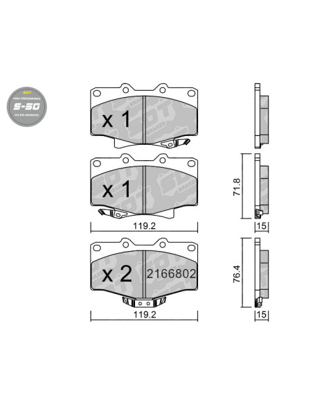 FRONT HIGH PERFORMANCE BRAKEPADS S50 TOYOTA 4-RUNNER OFF-ROAD