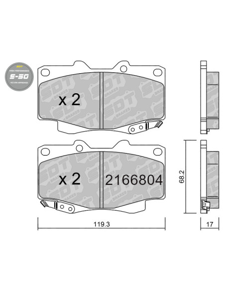 FRONT HIGH PERFORMANCE BRAKEPADS S50 TOYOTA FORTUNER SW4 HI-LUX