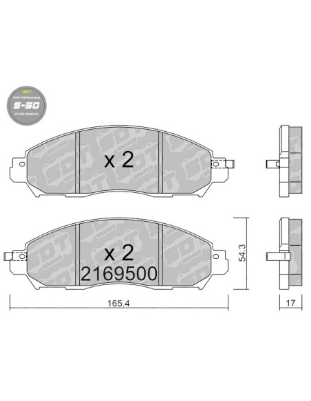 FRONT HIGH PERFORMANCE BRAKEPADS S50 NISSAN NAVARA NP300 D23