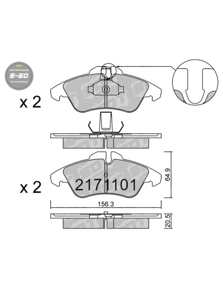 FRONT HIGH PERFORMANCE BRAKEPADS S50 MERCEDES SPRINTER