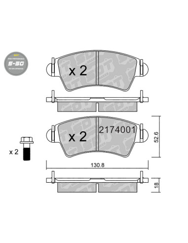 FRONT HIGH PERFORMANCE BRAKEPADS S50 PEUGEOT 206
