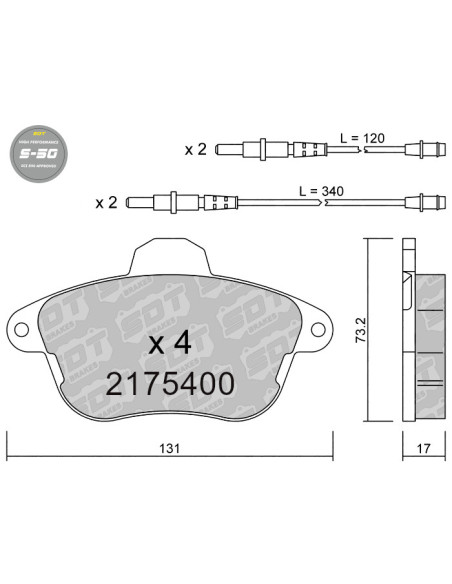 FRONT HIGH PERFORMANCE BRAKEPADS S50 PEUGEOT 605