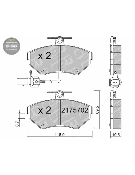 FRONT HIGH PERFORMANCE BRAKEPADS S50 AUDI A4 8D SEAT CORDOBA IBIZA TOLEDO VW GOLF III PASSAT B5