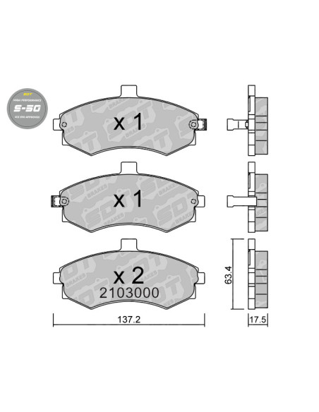 FRONT HIGH PERFORMANCE BRAKEPADS S50 HYUNDAI ELANTRA XD MATRIX FC KIA CERATO
