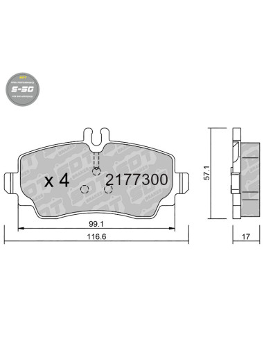 FRONT HIGH PERFORMANCE BRAKEPADS S50 MERCEDES CLASE A 168 VANEO 414