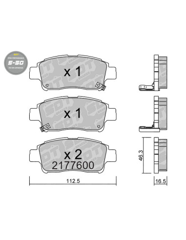 FRONT HIGH PERFORMANCE BRAKEPADS S50 TOYOTA YARIS
