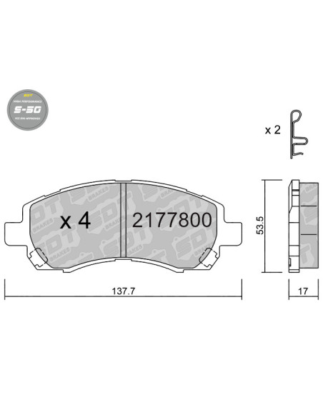 FRONT HIGH PERFORMANCE BRAKEPADS S50 SUBARU IMPREZA GC GF GD GG LEGACY BD BG
