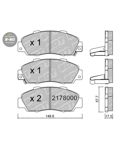 FRONT HIGH PERFORMANCE BRAKEPADS S50 HONDA ACCORD TYPE R CIVIC MB6 MC2 CRV HRV INTEGRA DC2 NSX PRELUDE BB