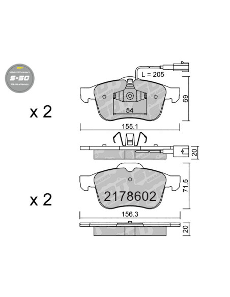 FRONT HIGH PERFORMANCE BRAKEPADS S50 ALFA ROMEO GIULIETTA 940