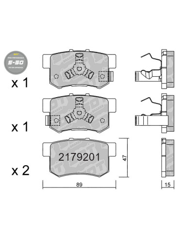 REAR HIGH PERFORMANCE BRAKEPADS S50 HONDA ACCORD CRV FRV