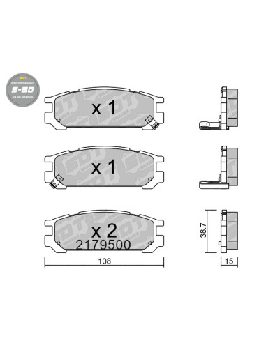Pastillas de freno traseras High Performance S50 Subaru Impreza GC GF Legacy BC BF BD BG SVX
