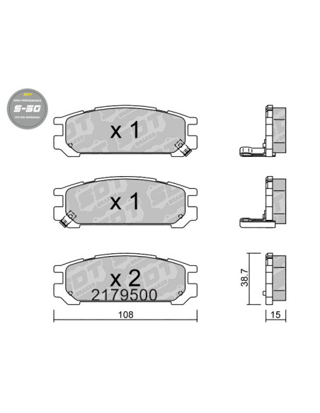 Pastillas de freno traseras High Performance S50 Subaru Impreza GC GF Legacy BC BF BD BG SVX