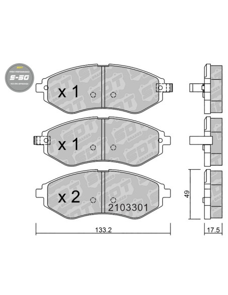 FRONT HIGH PERFORMANCE BRAKEPADS S50 CHEVROLET AVEO T250 T255