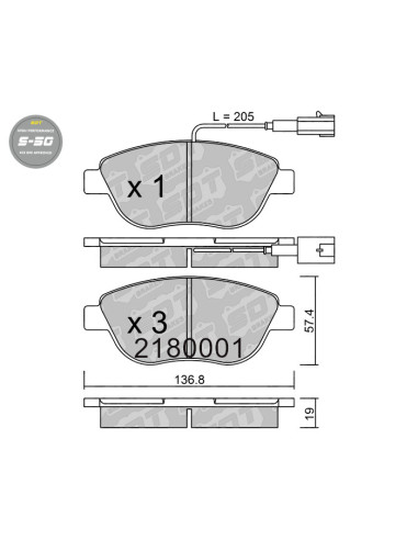 Pastillas De Freno Delanteras High Performance S50 Abarth 500 Fiat 500 Grande Punto Lancia Delta Iii Peugeot Biper
