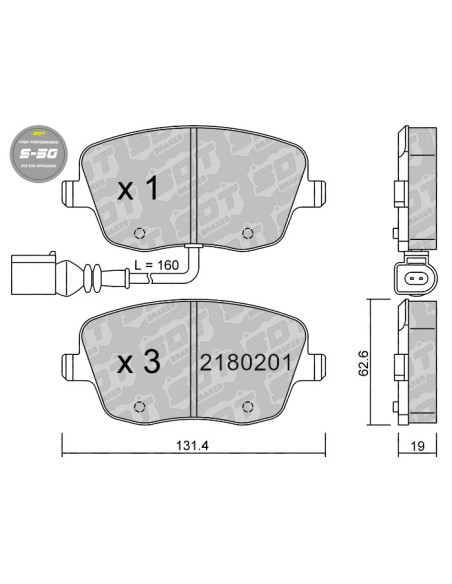 Pastillas De Freno Delanteras High Performance S50 Seat Cordoba Ibiza 6L Fr Skoda Fabia 6Y2 5J Praktik Roomster Vw Polo 9N