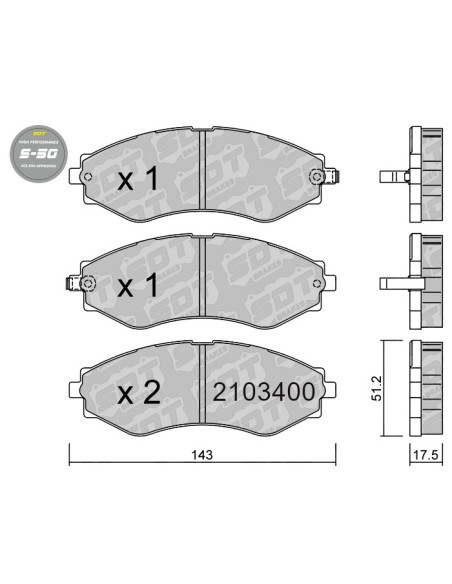 FRONT HIGH PERFORMANCE BRAKEPADS S50 CHEVROLET EPIA EVANDA TACUMA SUZUKI FORENZA
