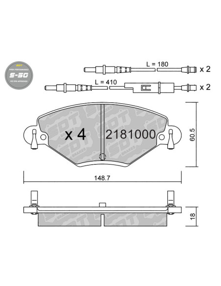 FRONT HIGH PERFORMANCE BRAKEPADS S50 CITROEN C5