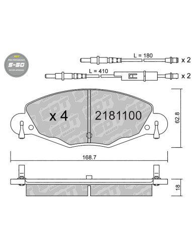 FRONT HIGH PERFORMANCE BRAKEPADS S50 CITROEN C5