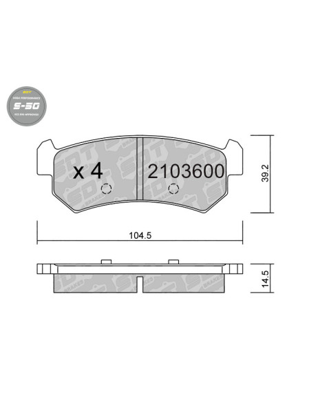REAR HIGH PERFORMANCE BRAKEPADS S50 CHEVROLET LACETTI NUBIRA SUZUKI FORENZA