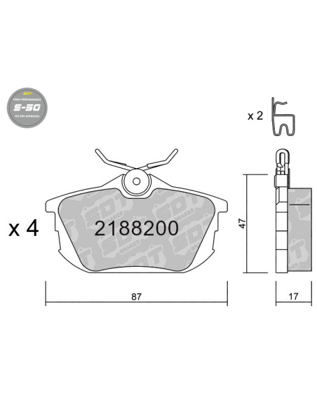 REAR HIGH PERFORMANCE BRAKEPADS S50 MITSUBISHI CARISMA COLT SPACESTAR MCC SMART FORFOUR VOLVO S40 V40