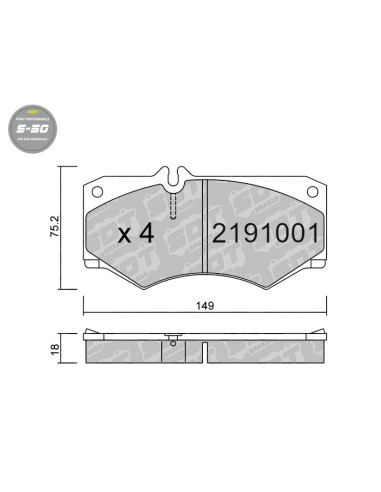 FRONT HIGH PERFORMANCE BRAKEPADS S50 MERCEDES G 460 461 463 307D 308D 310D VW LT40 LT45 LT50 LT55