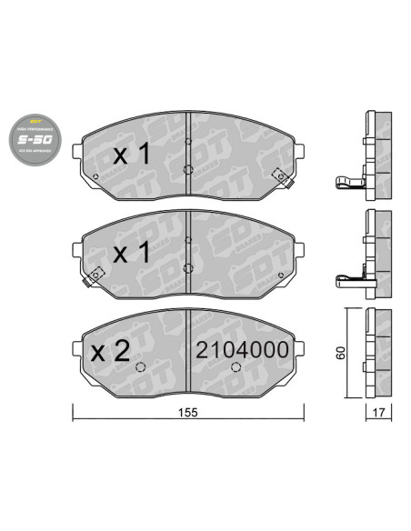 FRONT HIGH PERFORMANCE BRAKEPADS S50 KIA OFF-ROAD SORENTO JC