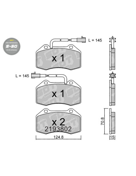 Pastillas De Freno Delanteras High Performance S50 Abarth 500 Competizione Alfa Romeo 4C Mito Fiat 500