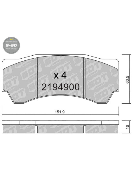 Pastillas De Freno Delanteras High Performance S50 Alcon Mono6 Car97 Galfer Revo Pnf4497X831S Frp3134