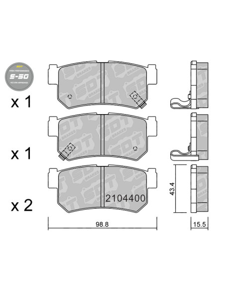 REAR HIGH PERFORMANCE BRAKEPADS S50 SSANGYONG OFF-ROAD ACTYON KORANDO KYRON MJ MUSSO REXTON