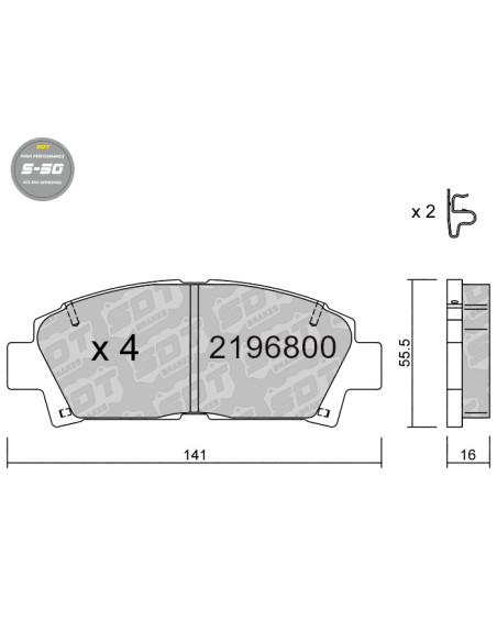 HIGH PERFORMANCE BRAKEPADS S50 TOYOTA