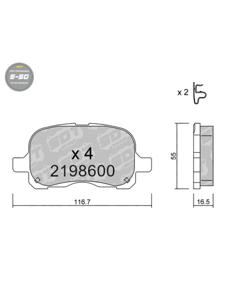 HIGH PERFORMANCE BRAKEPADS S50 TOYOTA