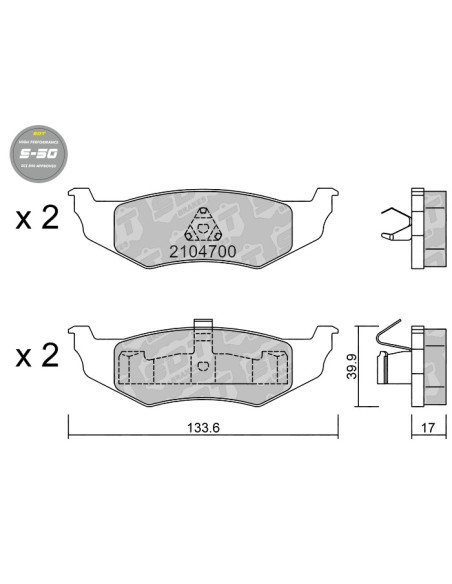 REAR HIGH PERFORMANCE BRAKEPADS S50 CHRYSLER 300M NEON PT CRUISER SEBRING