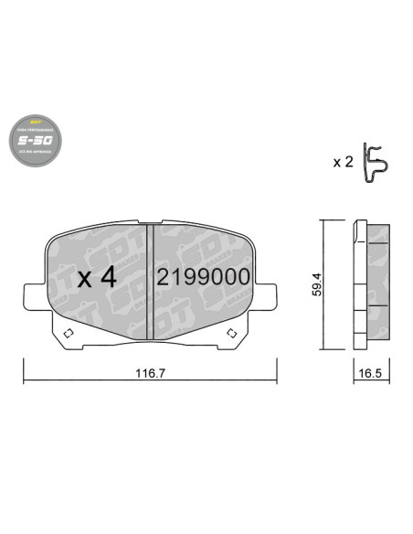 Pastillas De Freno Delanteras High Performance S50 Toyota Previa Acr3 Clr3