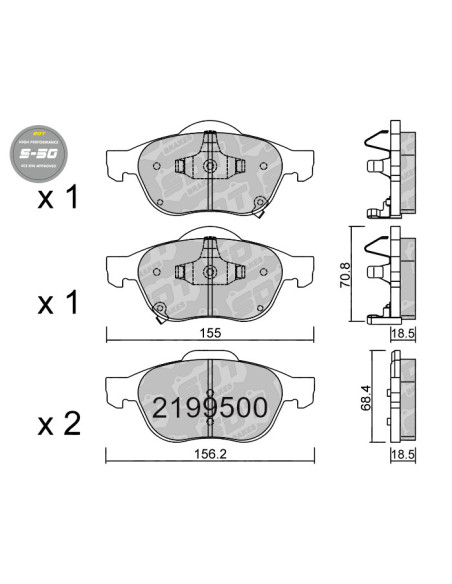 FRONT HIGH PERFORMANCE BRAKEPADS S50 TOYOTA AVENSIS T22