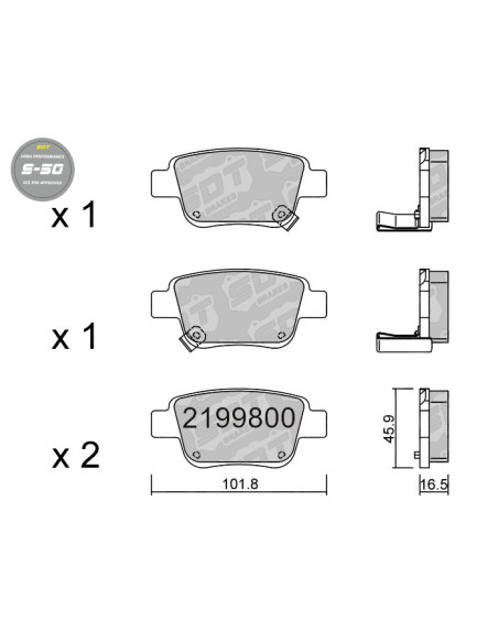 REAR HIGH PERFORMANCE BRAKEPADS S50 TOYOTA AVENSIS T25 COROLLA VERSO ZNR11 PREVIA