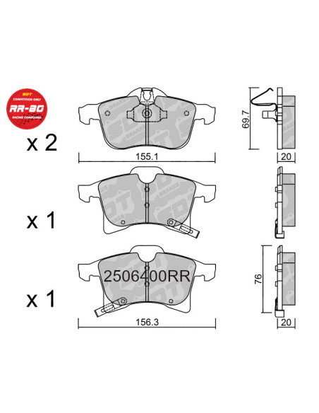 FRONT RACING BRAKEPADS RR80 OPEL ADAM TURBO ASTRA H CORSA C CORSA D OPC CORSA E