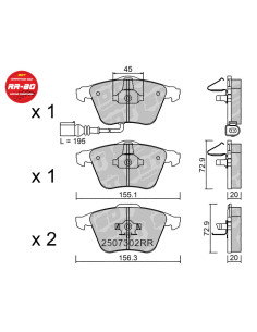 FRONT RACING BRAKEPADS RR80 AUDI S3 8P TT 8J FOCUS ST MK2 SEAT LEON CUPRA 1P VW GOLF V R32