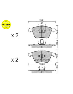 FRONT RACING BRAKEPADS RT66 AUDI S3 8P TT 8J FOCUS ST MK2 SEAT LEON CUPRA 1P VW GOLF V R32