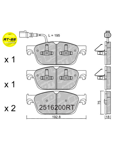 FRONT RACING BRAKEPADS RT66 VOLKSWAGEN MULTIVAN T5 TRANSPORTER T5 T6 (SPECIAL ARMOURED)