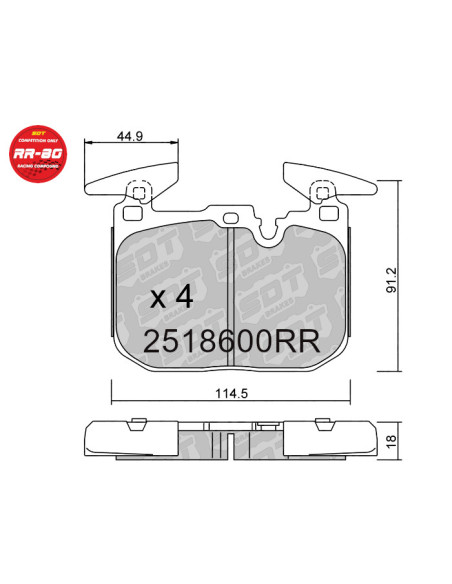 FRONT RACING BRAKEPADS RR80 BMW PERFORMANCE BRAKES Msport M135 M140 M235 M240 M2 3 F30 4 F32