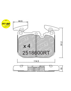 Pastillas de freno delanteras Racing RT66 Bmw Performance Brakes MSport M135 M140 M235 M240 M2 3 F30 4 F32