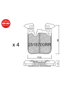 REAR RACING BRAKEPADS RR80 BMW M135 M140 M235 M240 M2 M3 M4 PERFORMANCE MSPORT