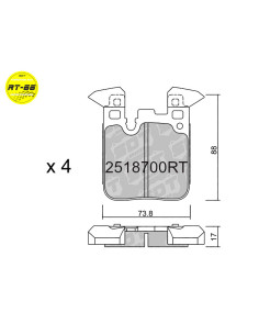 REAR RACING BRAKEPADS RT66 BMW M135 M140 M235 M240 M2 M3 M4 PERFORMANCE MSPORT
