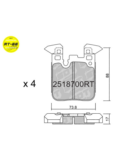 REAR RACING BRAKEPADS RT66 BMW M135 M140 M235 M240 M2 M3 M4 PERFORMANCE MSPORT