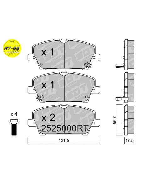 FRONT RACING BRAKEPADS RT66 HONDA CIVIC VIII FN FK