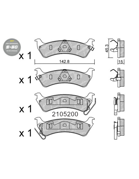 Pastillas De Freno Traseras High Performance S50 Jeep Off-Road Grand Cherolee Zj
