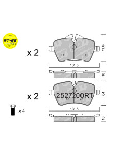 FRONT RACING BRAKEPADS RT66 MINI COUNTRYMAN R60 ONE R50 R52 R53 CLUBMAN R55 PACEMAN R61